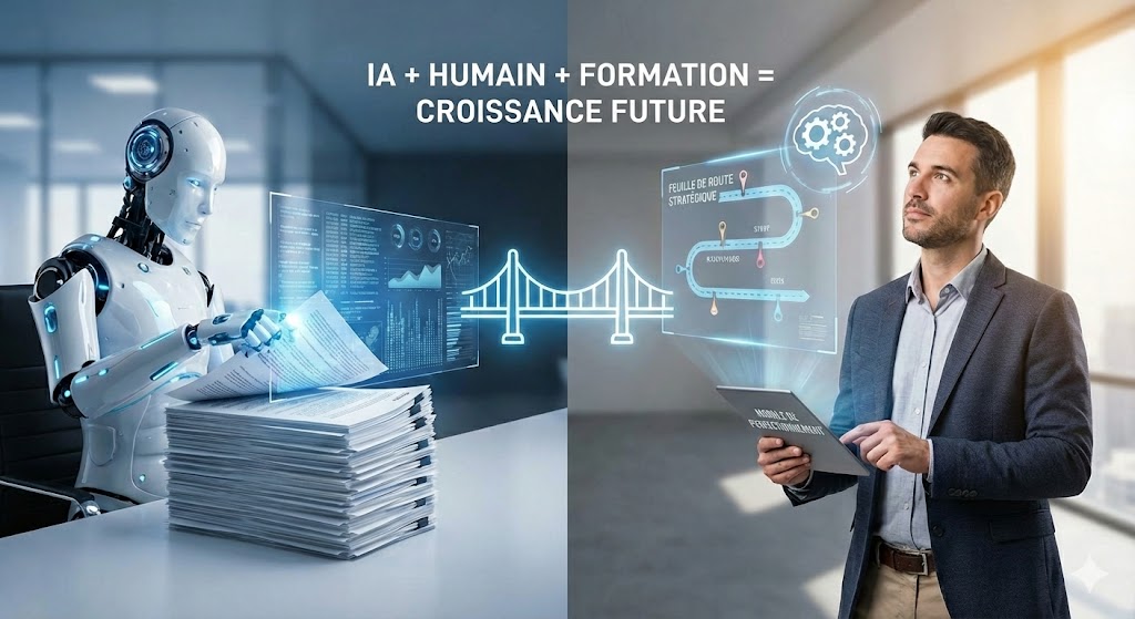 IA + humain + formation = croissance future : un professionnel se forme à l'intelligence artificielle